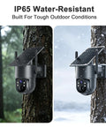 Wireless Cellular PTZ Security Camera For Outdoor Monitoring With Solar Charging And Straight Up 4G Signal mounted on a tree in rain and snow.