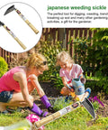 Mother and daughter gardening with Versatile Hand Weeding Tool With T And L Shaped Blades 13x33cm For Digging Weeding And Trenching In The Garden Made From Composite Steel A Game Changer Gift For Gardeners And Raised Bed Work