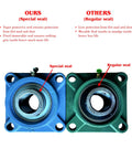 Comparison of Heavy Duty UCF207-20 Square Flange Pillow Block Bearing 1 1/4 Inch Bore self-aligning vs regular seal