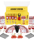 Worksite Ready Lockout Tagout Station Kit With 42 LOTO Devices, 8 Safety Lock Sets, 3 Padlock Hasps, 30 Do Not Operate Tags, OSHA Compliant