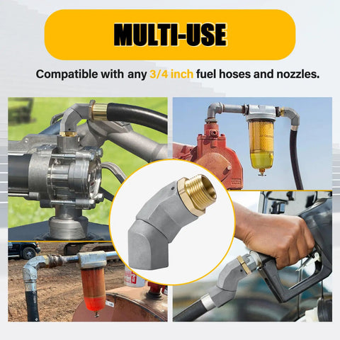 Three Quarter Inch NPT Fuel Hose Swivel With 360 Degree Rotation, Rotating Connector For Fuel Transfer Pumps And Nozzles, Multi Plane Swivel To Prevent Kinking, Safer Easier Fueling And Quick Durable One Piece Build, 3/4 inch fuel hose