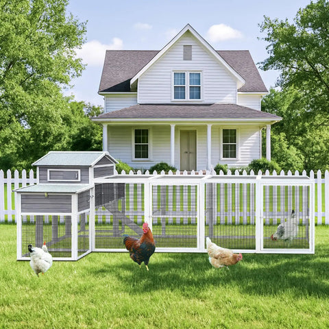 Ultra Spacious Outdoor Chicken Coop 82 Inch Hen House For Three To Four Chickens With Run Nesting Box in Backyard