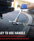 3 Ton Come Along Winch With 9.8 Ft Hand Cable And Dual Gear System attached to vehicle bumper