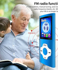 Portable MP3 MP4 Player With 1.8 Inch LCD Screen And 64GB TF Card Slot Dark Blue Easy On The Go Music Player shown with FM radio