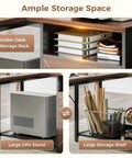 Ample storage space on L Shaped Desk With Wood Drawers And Locking File Cabinet, 61 Inch Corner Office Desk With Power Outlet.