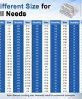 Killer Durability 200 Pieces 1 Mm By 6 Mm 304 Stainless Steel Dowel Pins size chart displaying various dowel pin sizes and quantities.