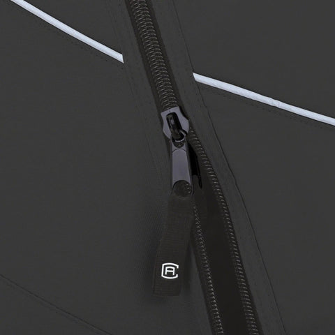 Close-up of zipper on Deluxe Four Person Golf Cart Enclosure in Black with Clear Windows for Yamaha Club Car EZ Go.