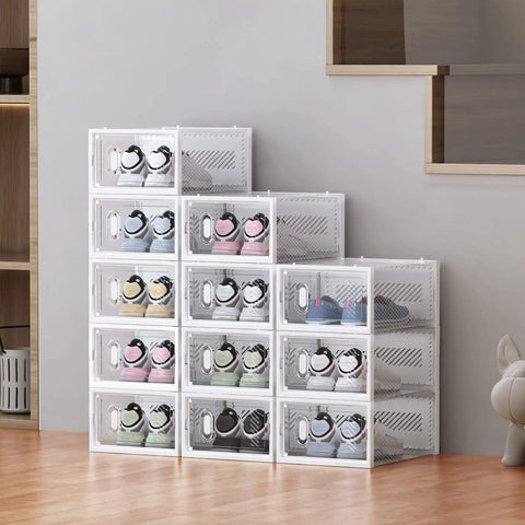 Stackable Clear Shoe Storage Boxes Game Changer For Modern Closet Organization Keep Your Kicks Looking Fresh While Taming Messy Floors With This Durable Plastic Organizer That Straight Up Saves Your Space