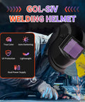 Auto Darkening Welding Helmet With True Color Wide View Screen displayed with welder in background