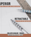 GraphGear 1000 Mechanical Pencil 0.5mm with Lead Hardness Indicator and Dual Action Retractor, black barrel, metal grip