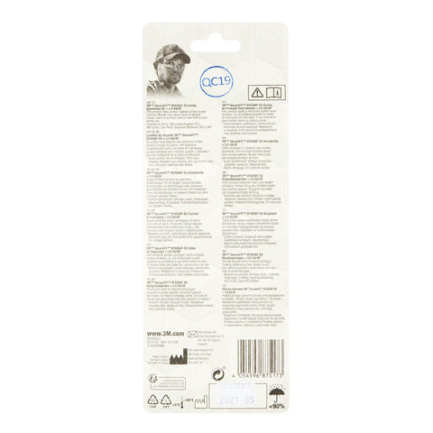 Back packaging of Straight Up Tough Prescription Safety Glasses With Plus Two Point Zero Diopter Reading Aid And Anti Scratch Anti Fog Clear Coating.