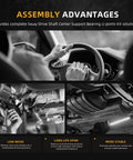 Image showing hands on steering wheel and underneath vehicle, demonstrating Top Shelf Heavy Duty Drive Shaft Center Support Bearing And U Joint Repair Kit For Toyota Tacoma 2wd 4wd 2005 2015 Replace Oem 37230 0k040 5 213x in use.