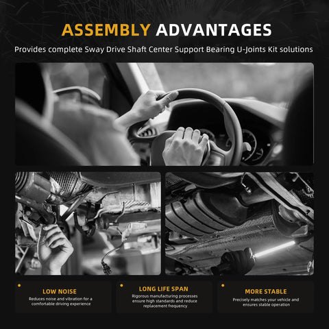 Image showing hands on steering wheel and underneath vehicle, demonstrating Top Shelf Heavy Duty Drive Shaft Center Support Bearing And U Joint Repair Kit For Toyota Tacoma 2wd 4wd 2005 2015 Replace Oem 37230 0k040 5 213x in use.