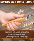 Left Handed Hook Whittling Knife Cut From Heavy Duty Carbon Steel For Easy Bowl And Kuksa Turning with durable oak handle.