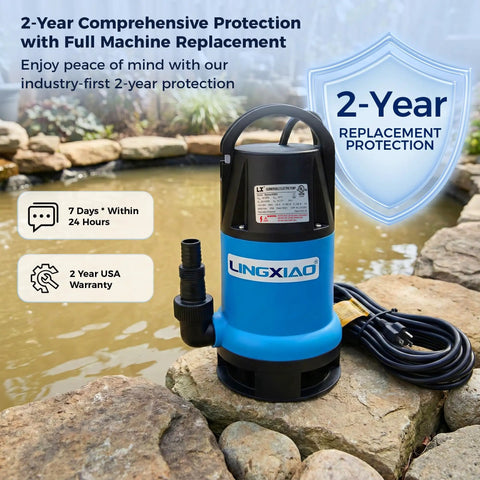 1/2 HP Submersible Trash Pump With Thermoplastic Body Delivers 2370 GPH High Flow Sewage Water Removal For Basements Sumps Wells Portable Design 10ft Power Cord Plug And Play Setup