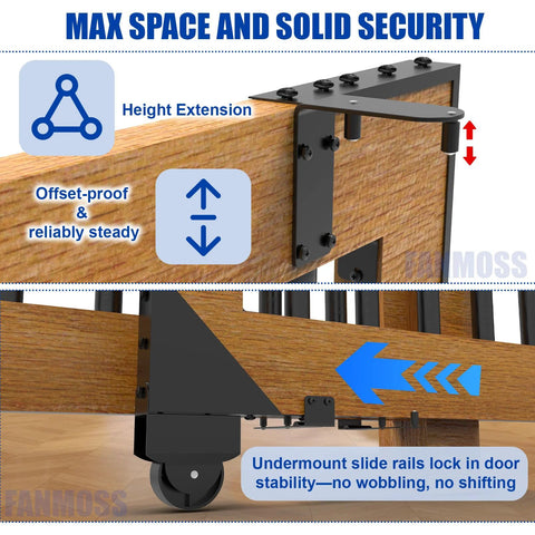 Heavy-Duty Galvanized Steel Sliding Gate Kit With One-Piece Safety Lock, Anti-Sag Design and Silent Rollers for Wooden Gates