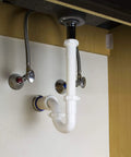 Installed P Trap Kit For 1 1/4 Inch Drain White Easy Install With Nuts And Washers Keeps Sewer Gas Out And Stops Bad Smells DIY Friendly Bathroom Plumbing Repair 200WK under sink