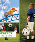 Kids playing football and climbing with Chilly Mini Cooling Neck Towel Pack Of 6 Blue 29x3 Inches Hyper Evaporative Material