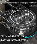 No Fuss Kitchen Sink Strainer With Heavy Duty Filter Mesh Bag And Grip Tight Suction Cup Quick Fold Design showing vacuum adsorption installation details.