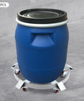 Heavy Duty Steel Drum Dolly For 55 Gallon Barrels With Cross Braces And 4 Swivel Casters, Industrial drum cart, blue barrel