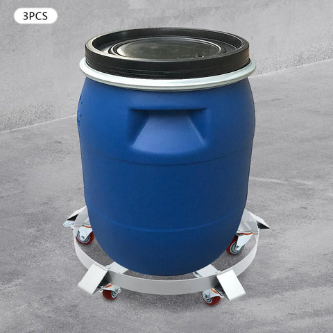 Heavy Duty Steel Drum Dolly For 55 Gallon Barrels With Cross Braces And 4 Swivel Casters, Industrial drum cart, blue barrel