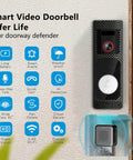 Wireless Video Doorbell With Chime And HD Camera, Long Battery Life, 92 Degree Wide View And Pan, AI Motion Detection, 2 Way Audio