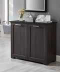 Tilt Out Trash Cabinet Wooden With Double Door 2x10 Gallons Capacity Espresso Finish And Black Top Panel Hidden Trash Can For Odor Control No Fuss Deodorizing With Negative Ions Kitchen Organization
