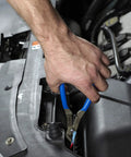 Using Angled 4 In 1 Wire Tool With Crimper Cutter Stripper And Gripper For Tight Spots in car engine wiring