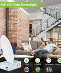 Family room with installed 6-inch ultra-thin LED recessed ceiling light showing 12 Pack 6 Inch Ultra Thin LED Recessed Ceiling Lights With Junction Box 5 CCT Dimmable Switchable 2700K 3000K 3500K 4000K 5000K 14W Equal 100W 1200 Lumens Easy Install Can Killer Recessed Downlights ETL Listed