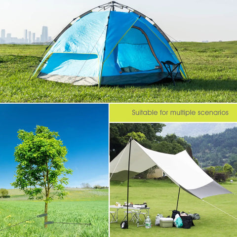 Tree Stake Kit With 3 Steel Stakes 11.8 Inches 15.75 Inch Straps And 13.12 Foot Ropes supporting young tree in field