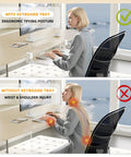 Two scenarios showing ergonomic benefits of Under Desk Keyboard Tray With Pull Out Slide And C Clamp Mount for typing posture.