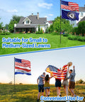 10 Ft In Ground Flag Poles Kit For Double Flag Display With Sturdy 5 Prong Base Windproof Ground Flag Poles For Residential Lawn Or Yard, scenes showing home landscaping and event use