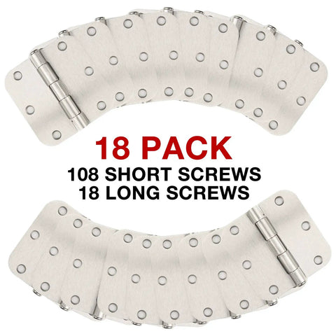 18 Pack Brushed Nickel Door Hinges 3.5 Inch Satin Nickel Interior Hinge Set With 5/8 Inch Radius Corners And 108 Screws