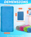 4 Pack Cooling Towels 40x12 Inches Instant Chill Microfiber Sweat Towels dimensions and accessories illustration