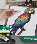 Graphite Transfer Paper 9x13 Inches, 25 Sheets, Waxed Carbon Paper For Tracing Black used on a parrot sketch on canvas.