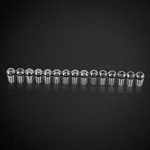 Top Tier 15 Pc ER11 Spring Collet Set For CNC Milling And Engraving High Precision Workholding Tools Made From Durable 65Mn Steel.