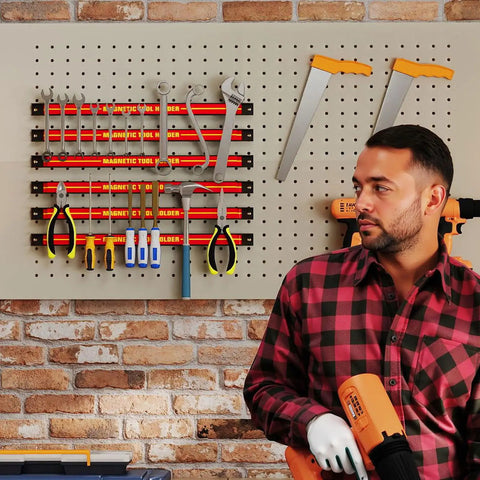 Six 18 Inch Magnetic Tool Holder Strips Wall Mounted For Your Gear Junkie Garage Setup Heavy Duty Tool Organizer Rack That Holds Up To 176 Lbs Total Capacity Magnetic Bar For Tools