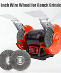 Tough As Nails 8 Inch Wire Wheel For Bench Grinder with two heavy duty carbon steel brushes for rust removal and paint stripping.