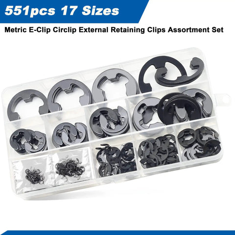 Dope External E Clip Circlip Retaining Rings Kit 550 Pcs With Carbon Steel Rings And 1 Pcs Tweezers Includes Sizes M1.5 To M22