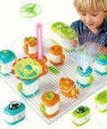Child playing with Hands On STEM Circuit Kit For Kids With 168 Projects And 37 Circuit Parts Electronics Building Blocks