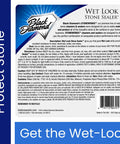 Wet Look Stone Sealer product label, 4 oz. size, suitable for pavers and concrete, detailed application instructions.