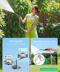 Woman using Five Foot Short Garden Hose With Dual Female Ends And Brass Double Male Adapter Flexible Lightweight Water Hose In Five Eighths Inch Outer Diameter The Space Saver For RVs Outdoor Yards Faucet Hookups Or Reel Connections in garden