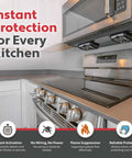 LowPro Fire Suppressor For Over The Range Microwaves Automatic Flame Activated Fire Safety For Kitchens installed above stove