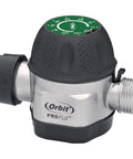 High Flow Metal Watering Timer With Twenty Percent More Water Flow Than Standard Timers for Easy No Fuss Efficient Garden Irrigation And Tough Durable Construction, shown in a compact silver and black design.