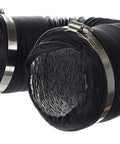 Close-up of 4 Inch Flexible PVC Reinforced Aluminum Dryer Duct 10 Feet For Front Load And Top Load Dryers Black PVC Outer Layer
