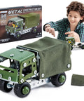 Hands On Military Truck STEM Building Toy Set For Boys Ages Eight To Twelve Metal Army Vehicle Model Kit Engineering STEM
