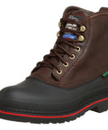 MudDog Waterproof Steel Toe Work Boot For Men Dark Chocolate Size 10 M with TPU shell and gusset tongue, side view