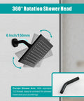 Dope Matte Black 8 Inch LED Rain Shower Head Set With Wall Mount, Single Function Trim Kit And Rough In Valve, Color Changing
