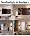 Set Of 2 Dope Battery Operated Wall Sconces With Rotatable Picture Lights, shown illuminating living spaces and art decor.