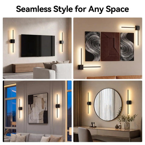 Set Of 2 Dope Battery Operated Wall Sconces With Rotatable Picture Lights, shown illuminating living spaces and art decor.